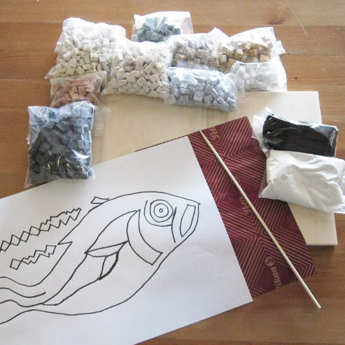 Roman Fish marble mosaic kit