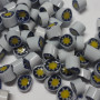 Opaque 009 blue yellow white sun millefiori