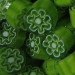 Transparent T36 green white flowers millefiori
