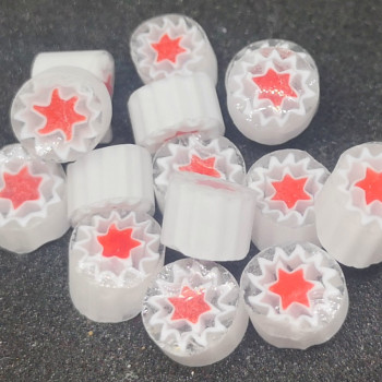 Transparent T16 Red white star millefiori