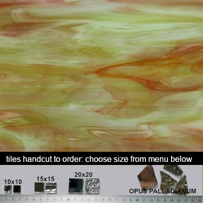 091. Lime Red Swirl  glass tiles  100g